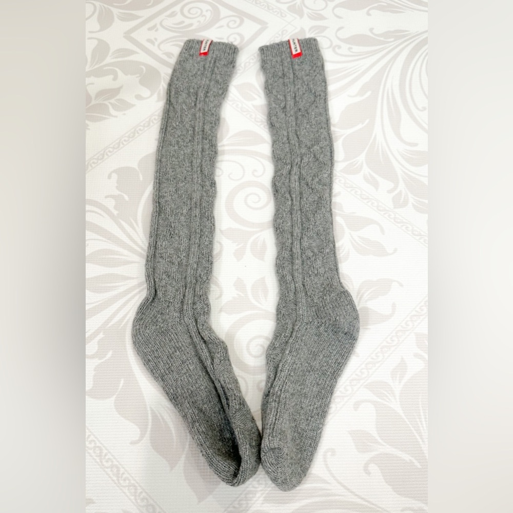 Hunter Heather Gray Cable Knitted Long Socks